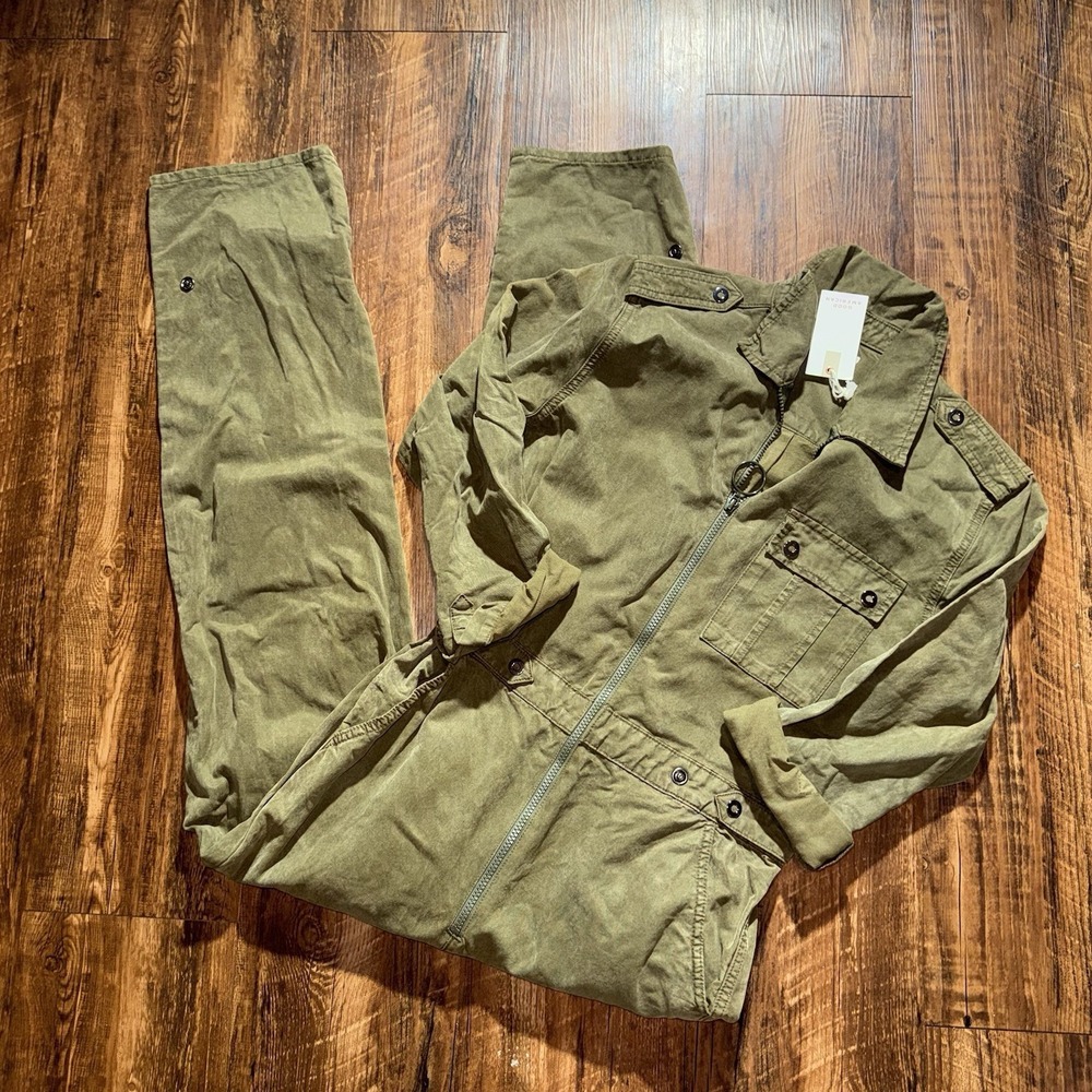 Good American Olive Green Utility Jumpsuit Romper